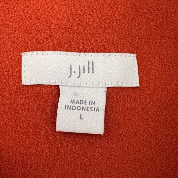 J Jill Womens Button Up Blouse Large Burnt Orange Rust Long Sleeve Knit Autumn - Picture 4 of 6